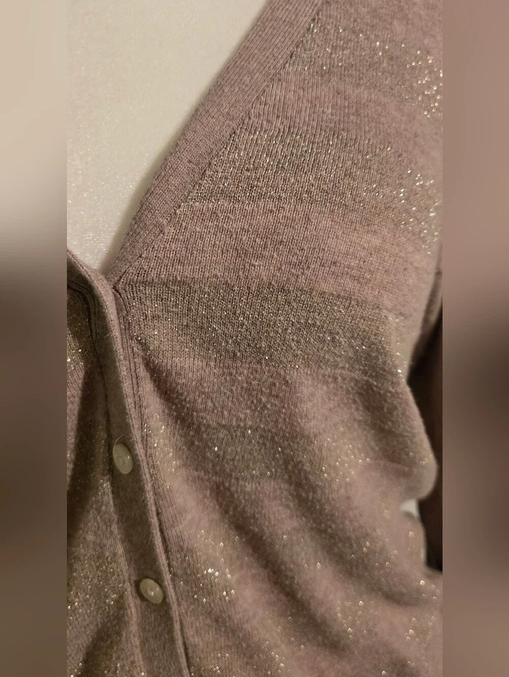 Sparkle Button-Front V-Neck Sweater Cardigan
